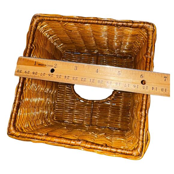 Vintage Square Wicker Tissue Box Cover – Boho Bathroom Rattan Holder 6” - Picture 7 of 7